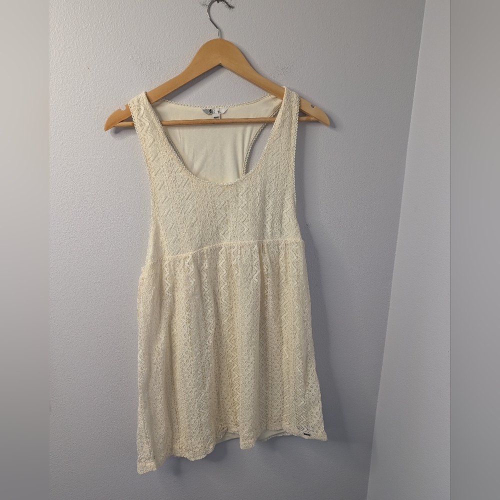 NWT Volcom "Ur A Pistol" Cream Sleeveless Babydoll Mini‎ Dress - Medium